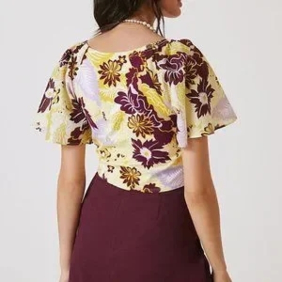 Maeve Floral Yellow and Purple Top - Picture 3 of 6